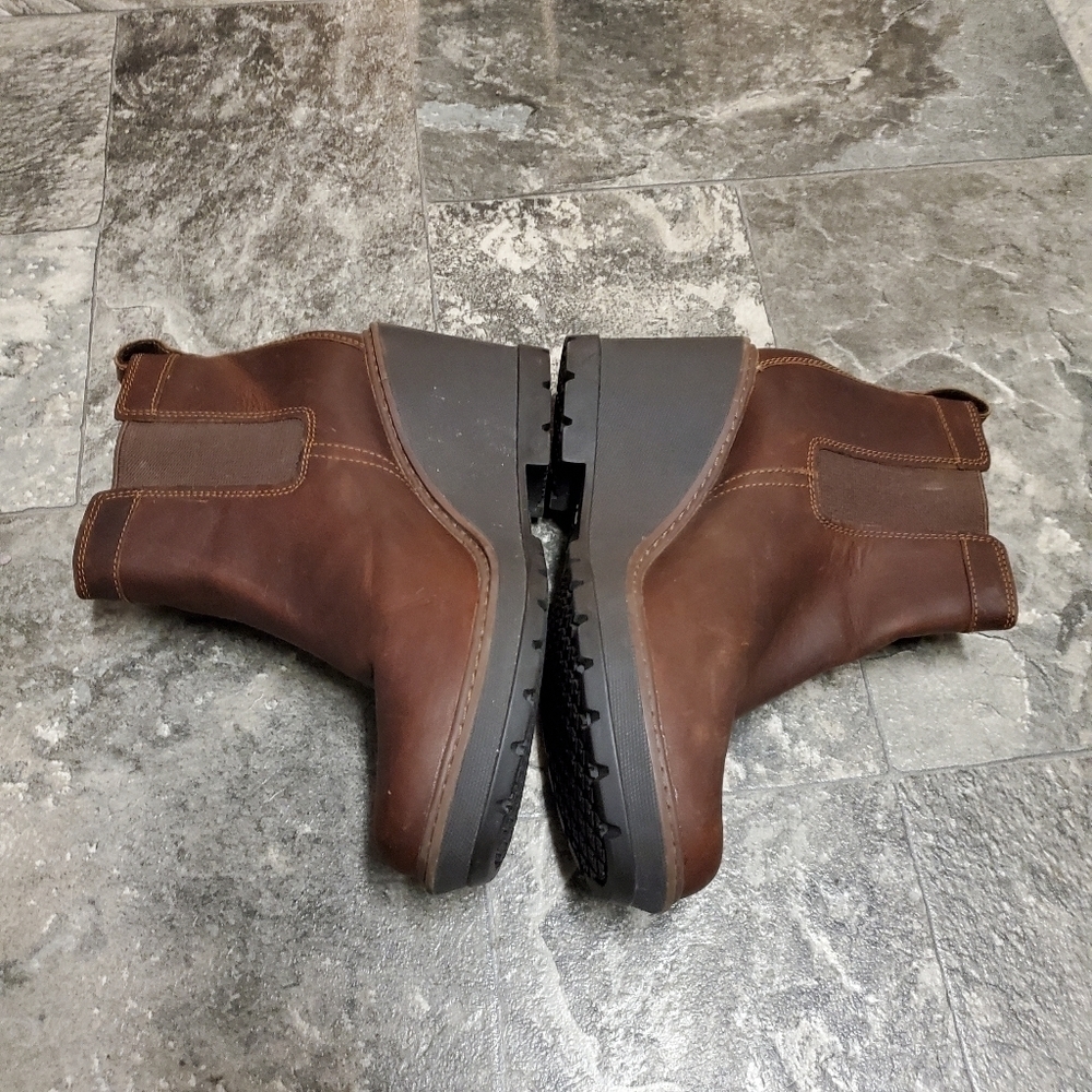 Timberland Kellis Brown Nubuck Suede Leather Wedge Chelsea Ankle Boots‎ Booties - Picture 4 of 9